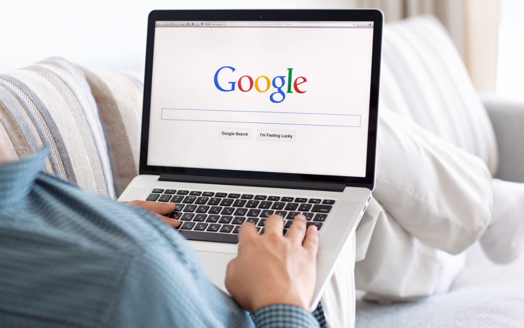 Google search engine on a laptop in Joliet, Illinois